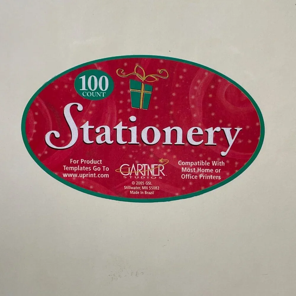 Gartner Studios Christmas Holiday HOLLY Stationery 100 Sheets Printer Safe NEW